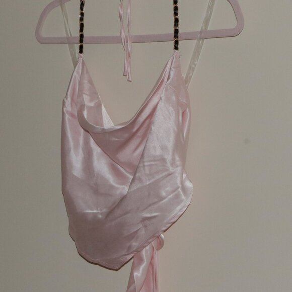 LIGHT PINK SATIN HALTER - Picture 1 of 11